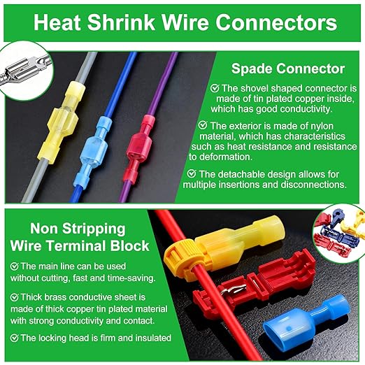 Twidec/1530PCS Ultimate Heat Shrink Wire Connectors Kit,Waterproof Electrical Spade Connector Kit,Copper Cable Wire Lug Insulated Crimp Spade Fork Ring Terminal T-Tap Butt Splice Male Female Connector