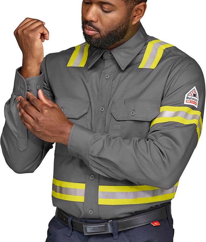 Bulwark FR Men's Midweight Fr Enhanced Visibility Uniform Shirt