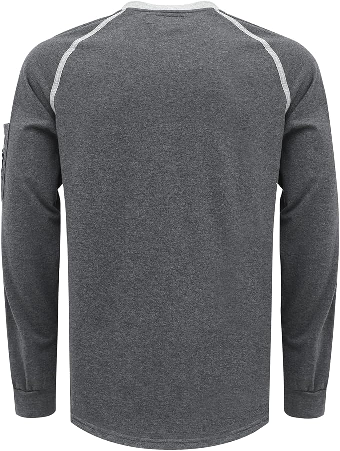BOCOMAL FR Shirts for Men Crew Neck Long Sleeve 5.5oz Light Weight Flame Resistant/Fire Retardant Clothing Shirt