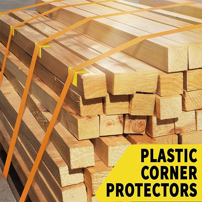 20-Pack 2 x 2 Inch V-Shaped Corner & Edge Protectors – Heavy Duty Industrial Tie Down Strap Protectors for 1" to 2" Straps, Crack-Resistant Cargo, Flatbed, Pallets & Moving – Yellow