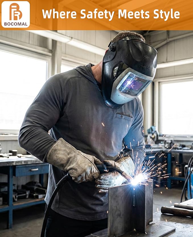 BOCOMAL FR Hooded T Shirts Chest Pocket Fire Resistant Summer Hoodie NFPA2112 CAT2 Flame Retardant FRC Welding Work Shirt