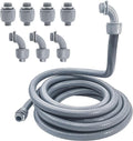 Liquid-Tight Conduit - 1/2inch 25 Foot Flexible Non Metallic Liquid Tight Electrical Conduit Kit, With 4 Straight and 3 90-Degree Conduit Connector Fittings.1/2" Dia