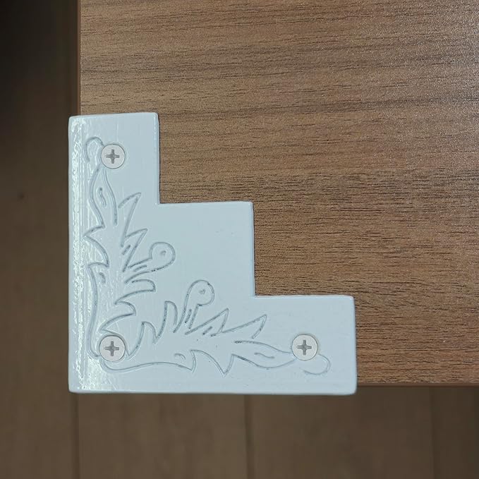 White Metal Corner Protector 3.3 * 3.3 * 1 in Decorative Wood Funiture 4pcs Barn Sliding Door Corner Guards Metal Table Corner Antirust Zinc Alloy Edge Cover Bracket with Screw