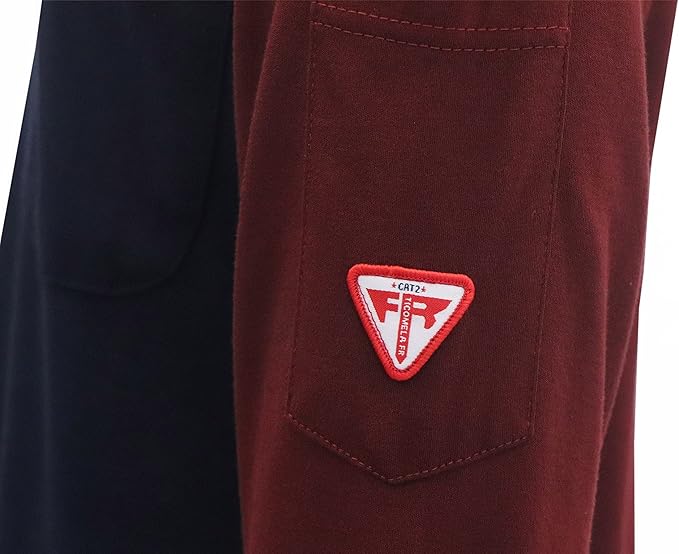 TICOMELA FR T Shirt Flame Resistant Shirt 5.5oz 100% Cotton Light Weight Workwear Men's Long Sleeve Henley Shirts