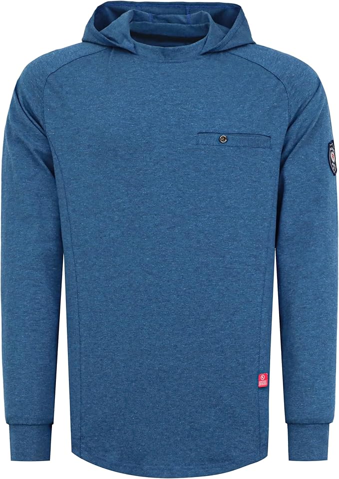 BOCOMAL FR Hooded T Shirts Chest Pocket Fire Resistant Summer Hoodie NFPA2112 CAT2 Flame Retardant FRC Welding Work Shirt