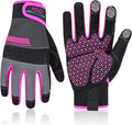 HANDLANDY Work Gloves for Women, Breathable Leather Gardening Glove for Yard Maintenance, Hand Protection with Touch Screen