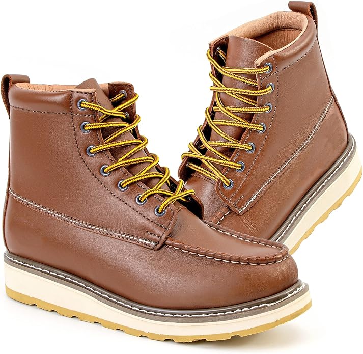 Work Boots for Men, 6" & 8" SureTrack Soft Toe Slip Resistant Moc Toe Mens Work Boots 84994/86994