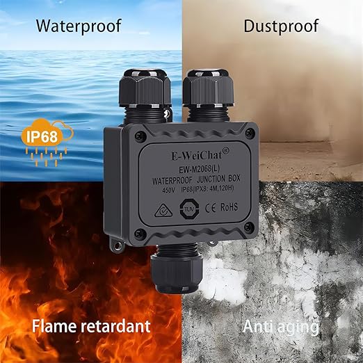 Waterproof Junction Box Outdoor, ip68 3 Way Waterproof Box, M25 Small Box, Suitable for Indoor and Outdoor Lighting