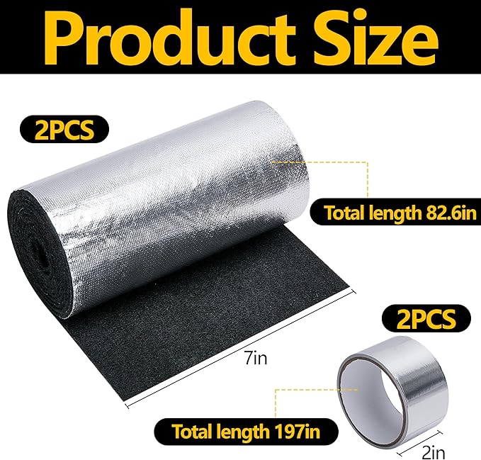 2 Set of 82.6 x 7 Inches Car Battery Insulation Kit,Universal Battery Blanket for Cold Weather Protector,Car Battery Insulation Cover for Vehicle Truck RV Batteries