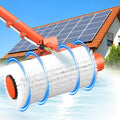 Electric Solar Panel Cleaning Brush and Pole, 20FT Telescopic Cleaning Roller Brush with Water Fed Pole，2 Hours Runtime, 2 Spin Speeds, for Solar Panlel, Outside High Window, Roof (Orange)