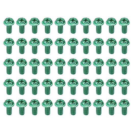 PATIKIL 8-32 x 5/16 Inch Thread Ground Screws, 50 Pack Green Electrical Grounding Screw Hex Phillips Head Flanged for Home Electrical Lamp