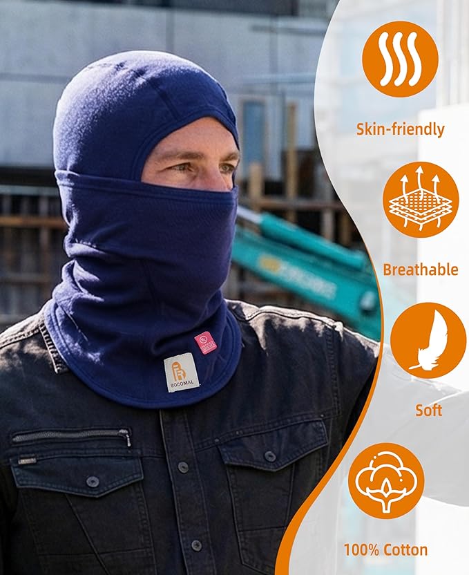 BOCOMAL FR Flame Resistant Balaclava Face Mask Arc Rated NFPA2112 CAT2 Helmet Liner Covering Hood for Welding