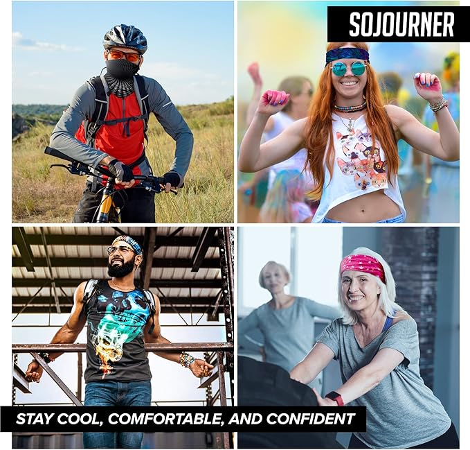 Sojourner Neck Gaiter, Bandana, Buff (9 Pack) - Face Cover for Men, Women, and Teens - Neck Warmer UV Sun Protection Gator
