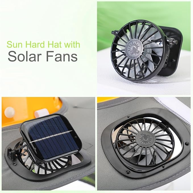 1 Set Sun Hard Hat Shade Full Brim Hard Hat Sun Visor with Solar Fans and Neck Sunshade Cover High Visibility Full Brim Mesh with Reflective Strip, Summer Protection Accessories(Gray)
