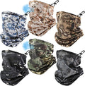 6 Pcs Adjustable Cooling Neck Gaiter Breathable Camo Balaclava for Men Face Mask Strap Mesh UV Sun Scarf for Summer Hunting Sports Cycling