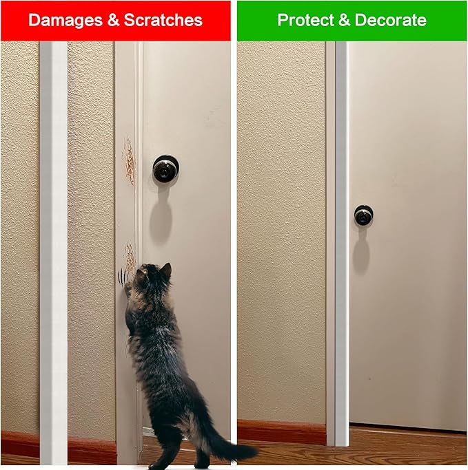 Wall Corner Protector, Walls Edge Protector，Self-Adhesive Wall Corner Guards, PVC Double Side Edge Protector, Furniture Stairs Guard (White Self-Adhesive, 2pcs x 47.2" L x 1.97" W)