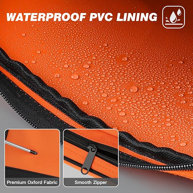 10 Inch Small Tool Bag, Zipper Tool Pouch Two Compartments Heavy Duty, Utility ToolBag with Carrying Handle, Tools Storage Organizer for Electrician Mechanic, Gift for Men Dad,Orange
