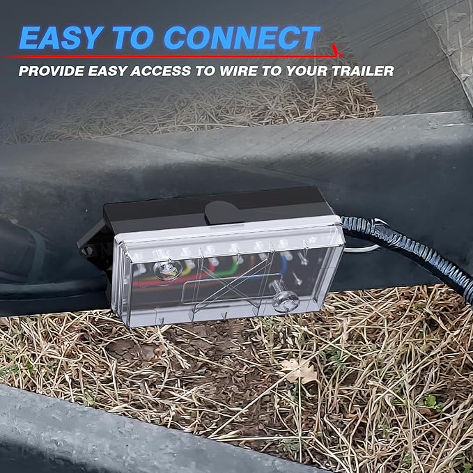 MICTUNING 7 Way Electrical Trailer Junction Box - 7 Gang Trailer Wire Connection Box Weatherproof for Rewiring Camper RV Caravans Boat Light, Transparent Cover