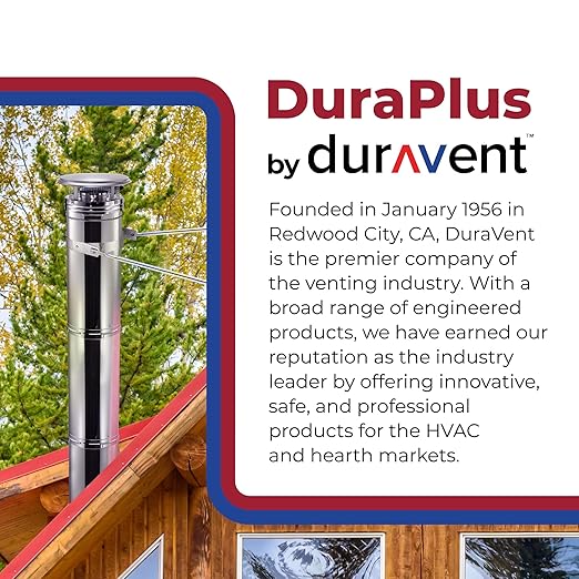 DuraVent DuraPlus 8 Inch Extended Roof Bracket Chimney Stove Pipe Support for Stability, with Mounting Brackets and Adjustable Legs, Silver