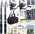 Goture Fishing Rod and Reel Combos-2PCS Telescopic Fishing Pole+2PCS Pre-Loaded Spinning Reels with Carrier Bag,1.8M-2.7M Telescopic Rod Reel Kit for Starter Travel Saltwater Freshwater,Gifts for Men