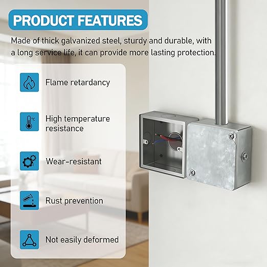 Metal Electrical Box Cover Plates,Electric Junction Box Cover,4 Inch Square Flat Blank Electric Box Panel,Solid Cold Rolled Steel Outlet Box Cover for 4x4Inch Square Box(4 Pack)