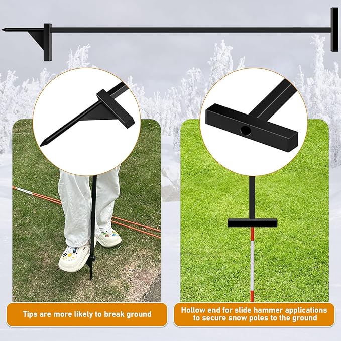 Driveway Markers Installation Tool with Pointed Tip, Snow Stake Installation Tool Fits 1/4", 5/16" Markers, Powder Coated Driveway Marker Installer Tool for Outdoors, Lawn, Driveway & Roads