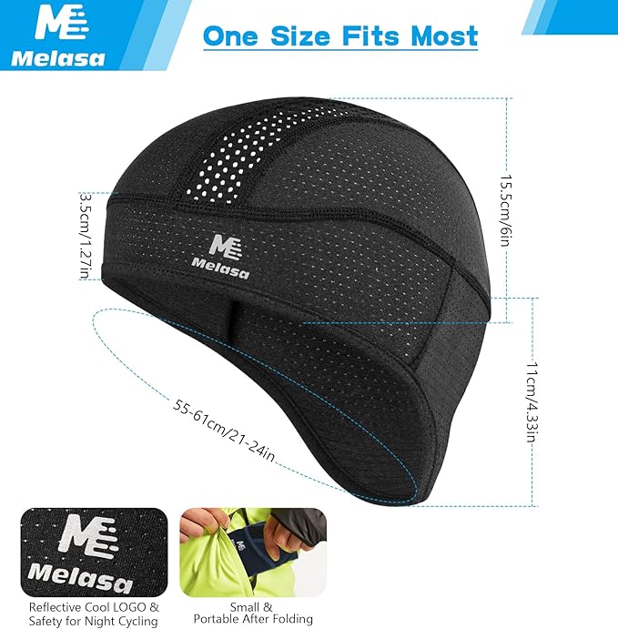 MELASA Skull Cap Cooling Helmet Liner for Hard Hat with Neck Extension Sun Protection Mesh Breathable Sweat Cap for Men Women