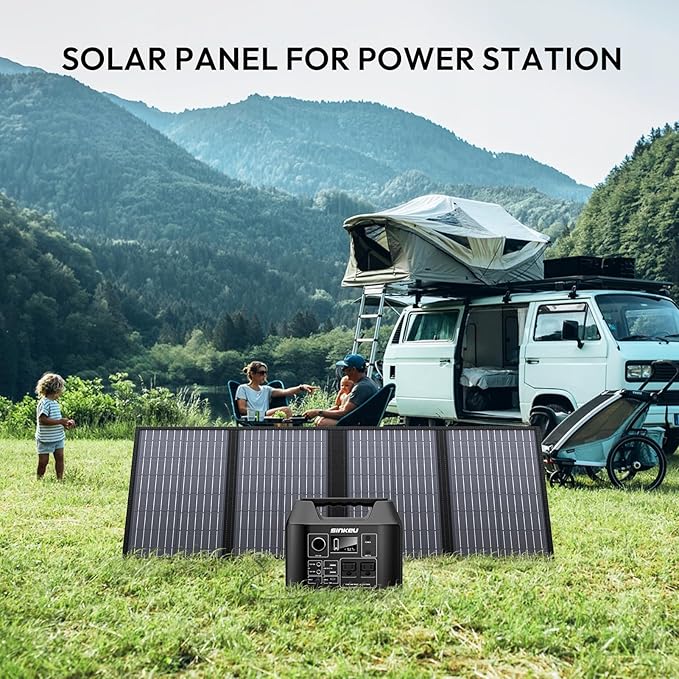 Portable Solar Panel, 60W Foldable Solar Panel Charger for Portable Generator Power Station, Comes with Adjustable Kickstands, DC 18V Output, USB 3.0 and Type-C Ports for Camping Traveling Van RV Trip