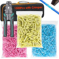 smseace 1500PCS Heat Shrink Butt Connector with Crimping Tool Packed in Handbag 22-10AWG Waterproof Electrical Wire Crimp Connectors for Automotive Boat Stereo Industrial Equipment