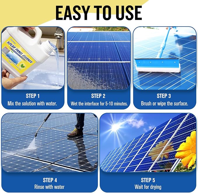 Teexpert Solar Panel Cleaner (1Gallon Makes 600 Gallons), Ultra Concentrated Glass & Solar Panel Cleaning, Pro Quick Dry Streak-Free Remove Dirt, Dust, Droppings, Fingerprints, Oils & Water Spots