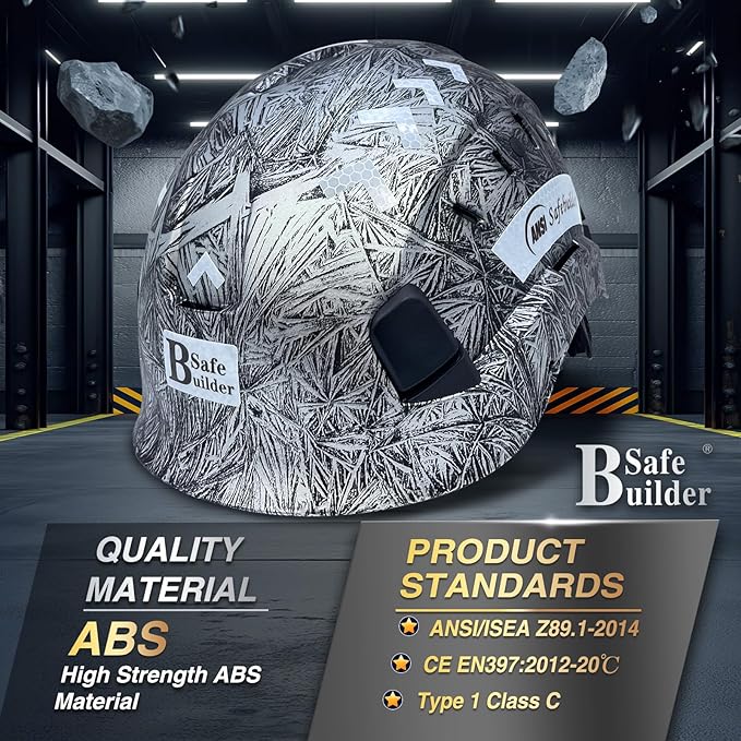 Construction Safety Helmet ABS Hard Hat Adjustable Ventilation System Hardhats Industrial Work Head Protection for Men Certified ANSI/ISEA Z89.1