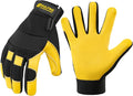 DULFINE Cow Leather Palm Mechanic Work Gloves for Men & Women,Flexible Breathable Fit-Padded Knuckles,Ideal for Construction Yardworks DIY