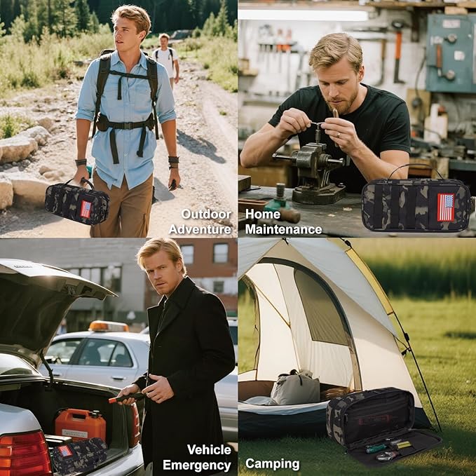 Tactical Tool Bag for Men,Wide Mouth Tool Pouch with Water-Resistant, Multi-purpose Range Bags with Zipper Handle,Heavy Duty Small Tool box organizer for Repairman, Carpenters, Handyman