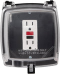 Intermatic WP1050 4-3/4" Deep Weatherproof Outlet Cover – Clear, GFCI & Round, Vertical Mount, UL Certified - Accommodates Single Device Configuration On Larger Double Gang 4"x4" Boxes
