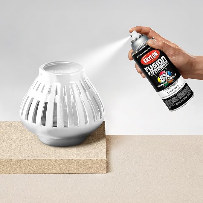 Krylon Fusion All-In-One Adhesive Spray Paint for Indoor/Outdoor Use, 12 oz, White