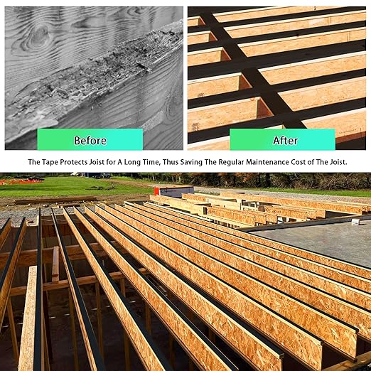 Joist Tape,2" X 50' Butyl Deck Joist Tape,Waterproof Joist Tape for Decking,Deck Joist Flashing Tape for Deck Joists,Wood Beams Building Joists(16 Rolls)