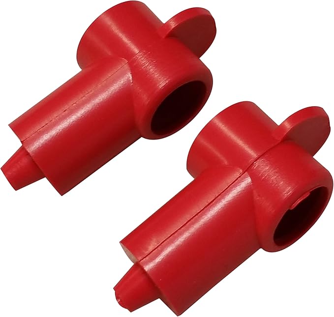 (Red) 1/4" Stud Terminal Cover - Electrical Battery Connection Insulator (2 Pack)