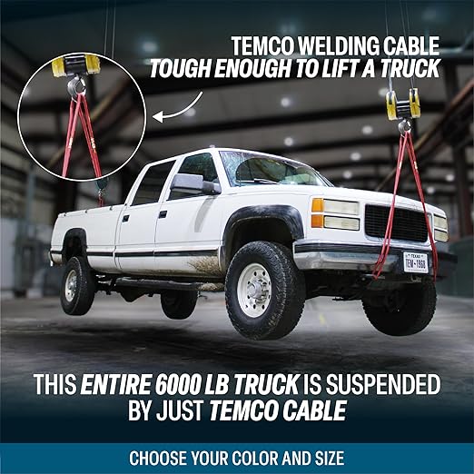 TEMCo 4 Gauge AWG 65 Ft Black Flexible Pure Copper Made in USA Welding Cable Battery Wire - Heavy Duty Solar, Inverter, Car, RV, Truck