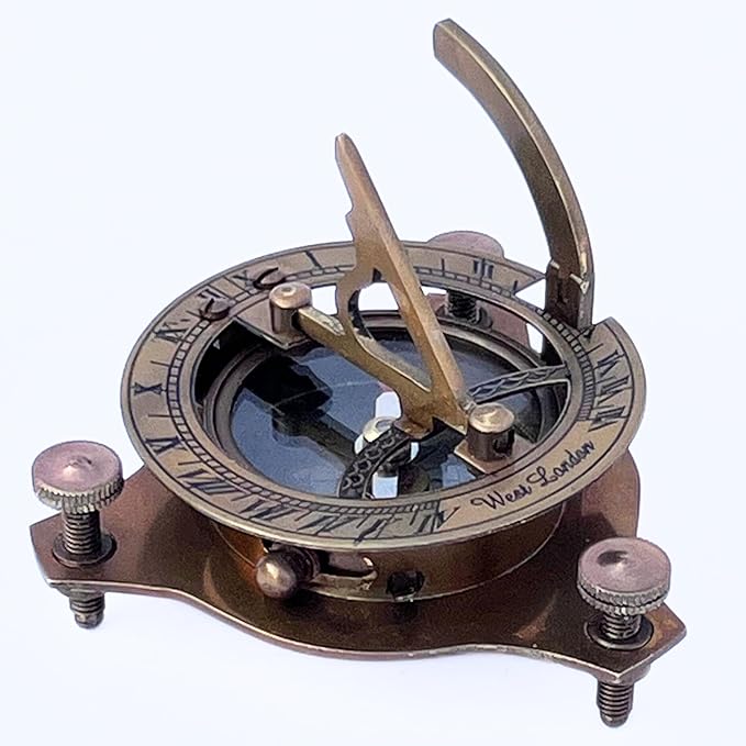 Vintage Brass Compass Antique Marine Sundial Compass Fully Functional Handmade Collectible for Solo Travellers Hikers Trekking Home Decor