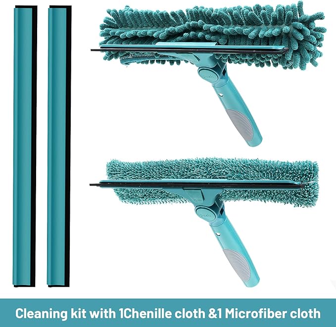 High-Reach Window Squeegee Attachment | Squeegee & Clean | Ideal Window Cleaner Tool with Rotatable Head | Compatible with Standard US Acme Thread Poles (Pole Sold Separately)