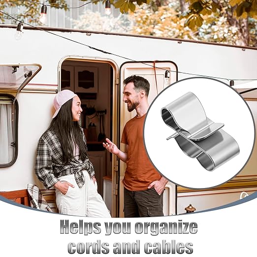 50 Pcs Trailer Wire Clips, Stainless Steel Trailer Wiring Clips 0.88 Inch/22.5 mm Wire Clamps Solar Panel Drainage Clip for Boat Cargo Camper Snowmobile Trailers