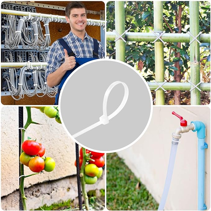 Cable Zip Ties 12 inch Cehony 500 Pack White Zip Ties Heavy Duty 50lbs Tensile Strength Plastic Zip Ties for Outdoor and Indoor Multi-Purpose Cable Ties Self-Locking UV Resistant Wire Ties Wraps