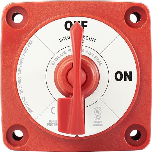 Blue Sea Systems On/Off Battery Isolator Switch With Locking Key, Red, 6004 m‑Series