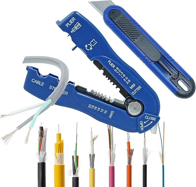 ORX PLUS TOOLS DIY Cables/Wires Stripper 10-20 AWG(0.8-2.6mm²),Wire Cutter, Round Cable Stripper & Safety Retractable Cutter Kit for Electronic and Automotive Repair