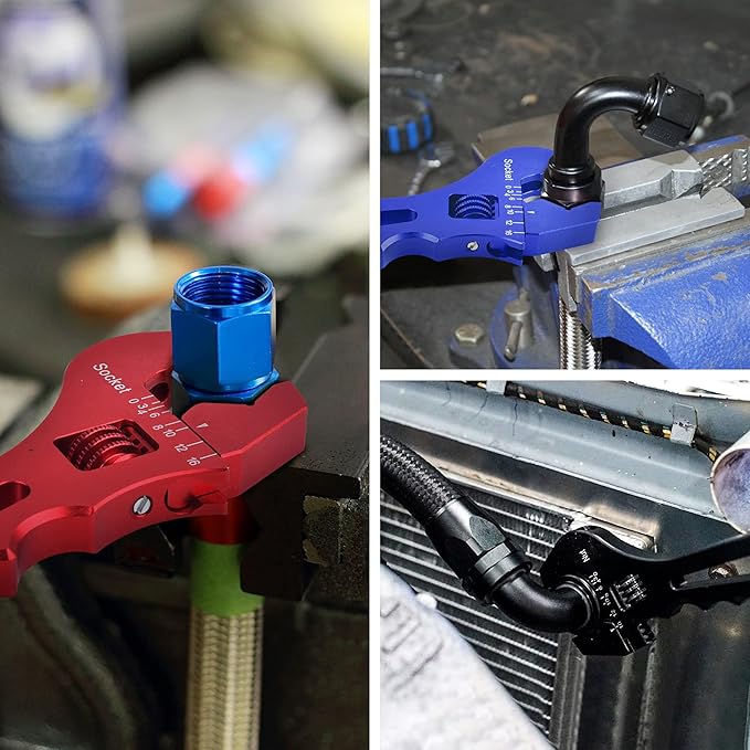 EVIL ENERGY AN Hose Fitting Adjustable Wrench Spanner Lightweight Aluminum 3AN-16AN Blue