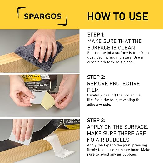 Deck Joist Tape for Decking, 2 inch x 50 Feet Roll, 8-Pack – Self-Adhesive Butyl Waterproof Flashing Tape, Protects Deck Beams from Rot and Decay, Easy-to-Apply