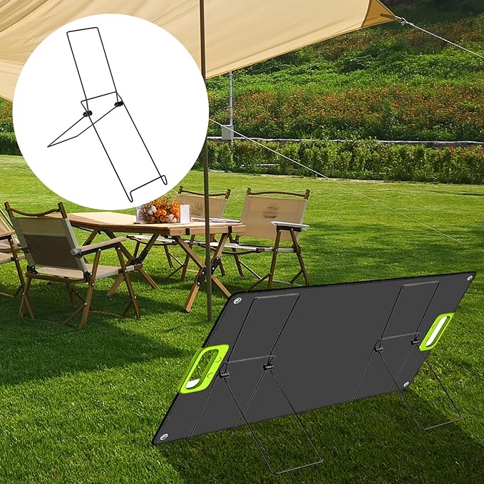 2 Pack Folding Solar Panel Stand, Portable Metal Stand Solar Panel Mount Brackets, Quick Angle Adjustable Rack for Solar Panels for RV, Camping, Balcony, Lightweight, No Installation Needed