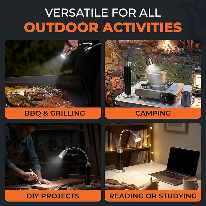 Night Chef Magnetic Grill Light – Ultra-Bright BBQ Lamp with 360° Gooseneck – Weatherproof Outdoor Light, Great Gift for Campers & Grill Lovers