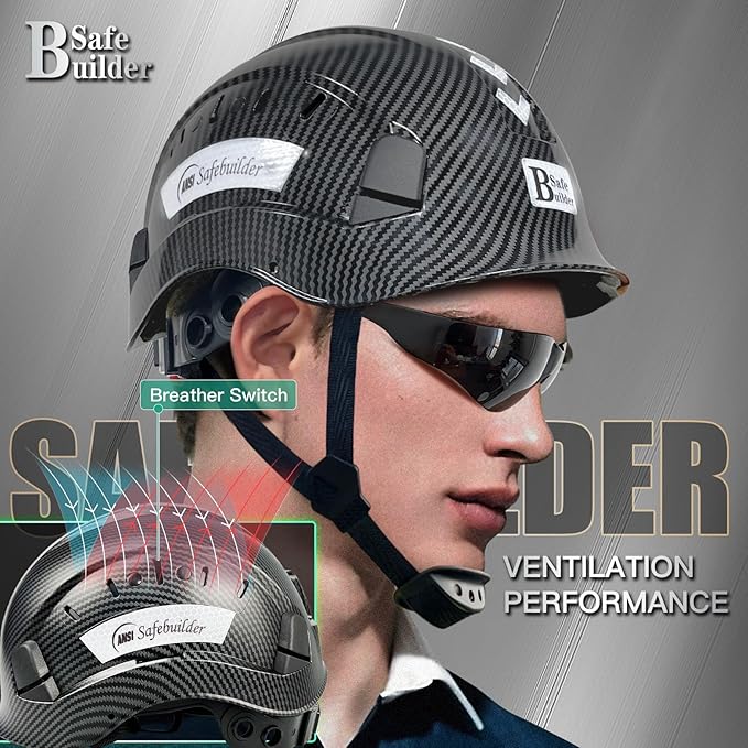 Construction Safety Helmet ABS Hard Hat Adjustable Ventilation System Hardhats Industrial Work Head Protection for Men Certified ANSI/ISEA Z89.1