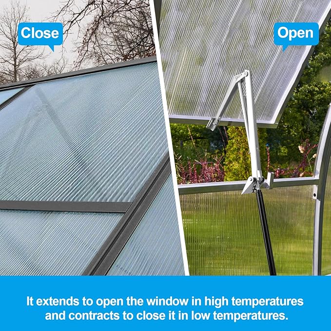 Greenhouse Vent Automatic Opener Auto Roof Vent Opener Greenhouse Window Opener Solar Heat Sensitive Auto Vent Kit for Ventilation Greenhouse Accessories Gardening Tools (4, Silver+Black)